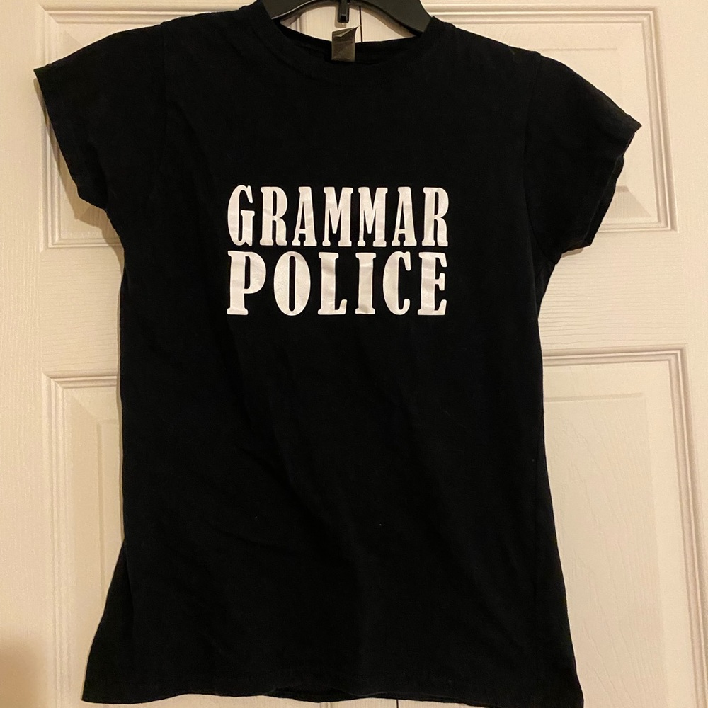Handmade Teacher T-Shirt Grammar Police Halloween Small